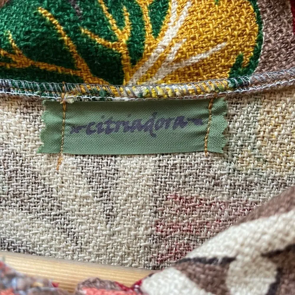 Vintage 60's 70's Unique Cropped Brown Floral Tapestry Jacket, Women's Small - Picture 8 of 9